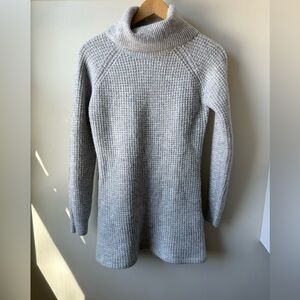 KUHL Sienna Sweater Dress Ribbed Cowl Neck Soft Cozy Casual Ash Gray Mini XS